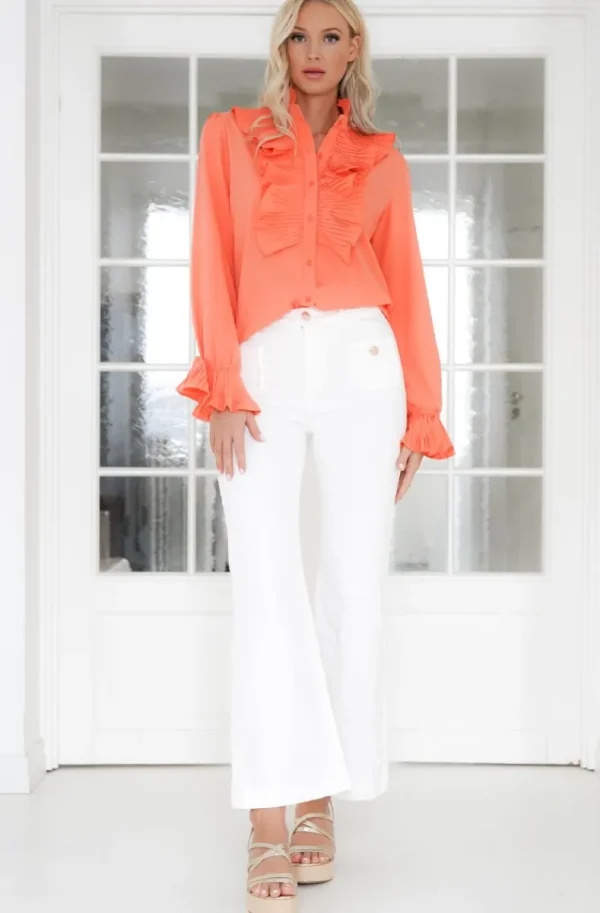 MIXED BRANDS - Ruffle Blouse 8497-2003 - Orange Light Discount