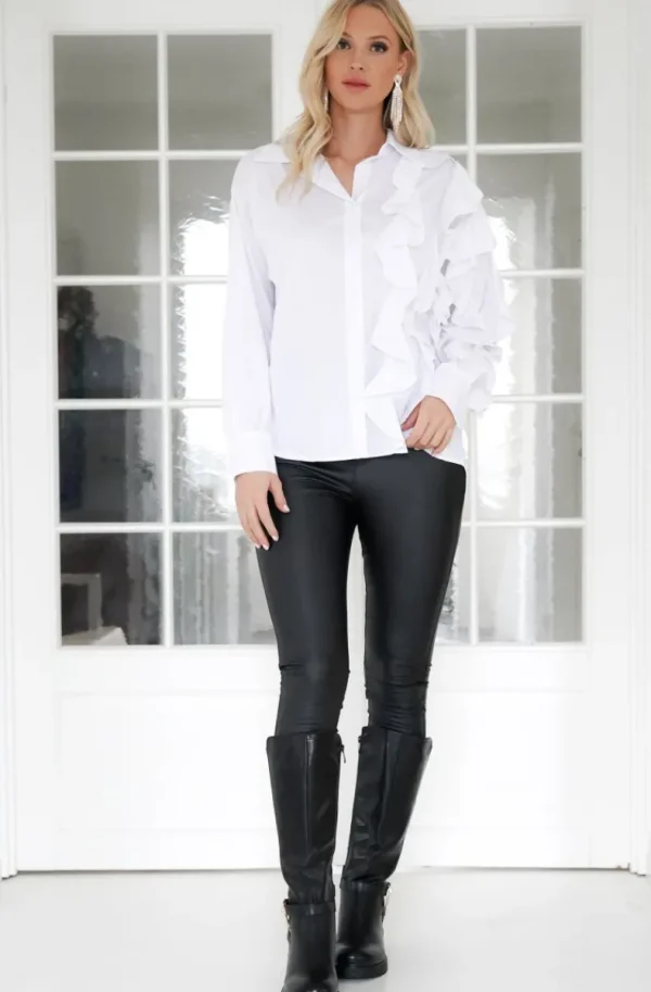 MIXED BRANDS - ruffles shirt G1946 - White Clearance