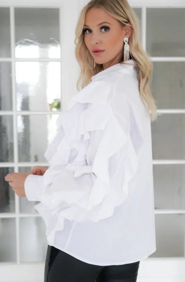 MIXED BRANDS - ruffles shirt G1946 - White Clearance