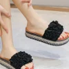 MIXED BRANDS - Sandal with flowers 7078 - Black Fashion