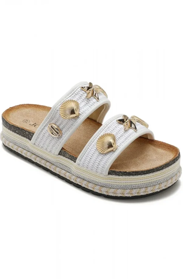 MIXED BRANDS - Sandal with Seashells S6-262 - White New