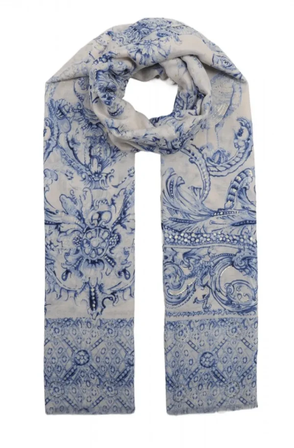 MIXED BRANDS - Scarf Elegant Print 0929 - Blue Best
