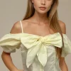 MIXED BRANDS - Shirt with Bow 34633 - Yellow New