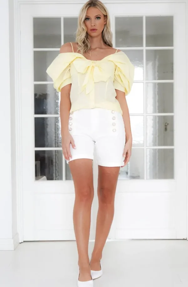 MIXED BRANDS - Shirt with Bow 34633 - Yellow New