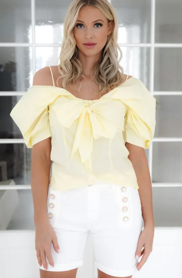 MIXED BRANDS - Shirt with Bow 34633 - Yellow New
