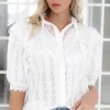 MIXED BRANDS - Short sleeve blouse with lace 9631-3310 - White Online