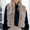 MIXED BRANDS - Short Vest Faux Fur 40789 - Taupe Sale