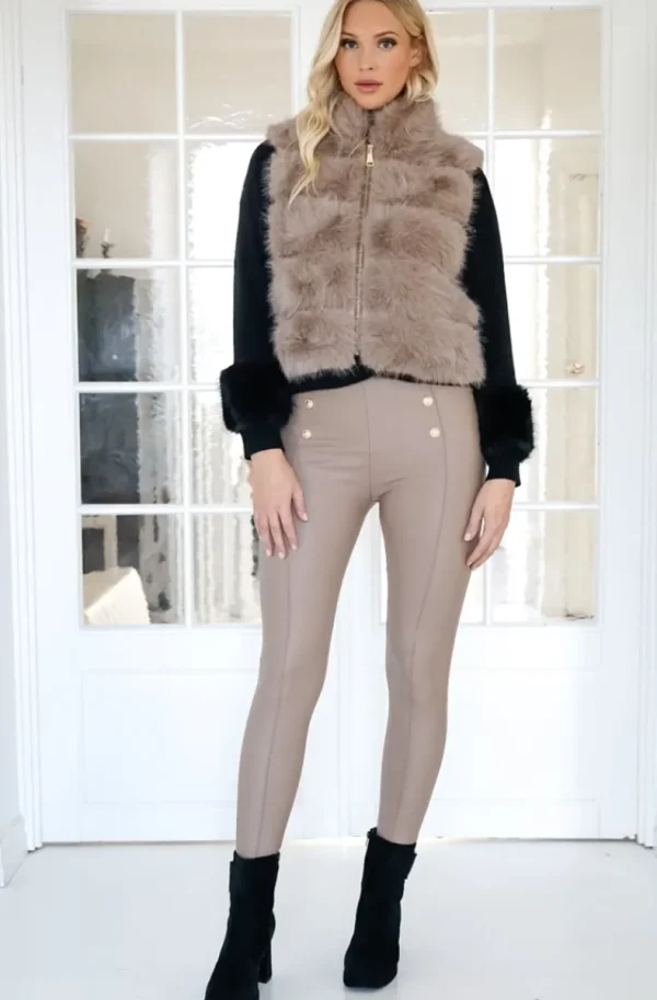 MIXED BRANDS - Short Vest Faux Fur 40789 - Taupe Sale