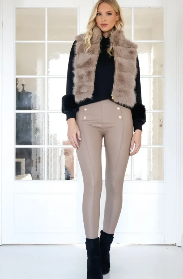 MIXED BRANDS - Short Vest Faux Fur 40789 - Taupe Sale
