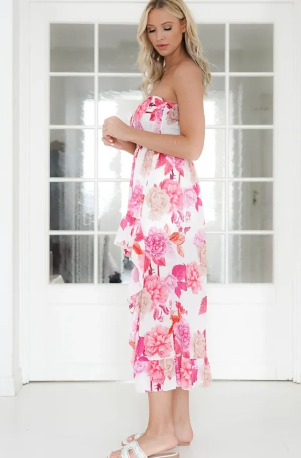 MIXED BRANDS - Smocked Dress Flowers 9910 - Pink Fashion