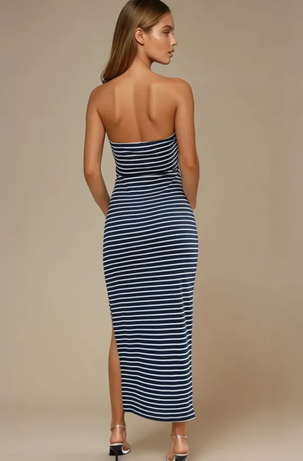 MIXED BRANDS - Tube Dress 7486 - Striped Marine Clearance