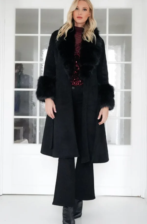 PLAIN VANILLA - Amazing coat with Faux fur Details - Black Best