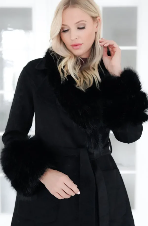 PLAIN VANILLA - Amazing coat with Faux fur Details - Black Best