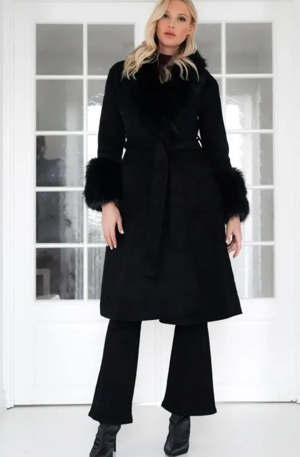 PLAIN VANILLA - Amazing coat with Faux fur Details - Black Best