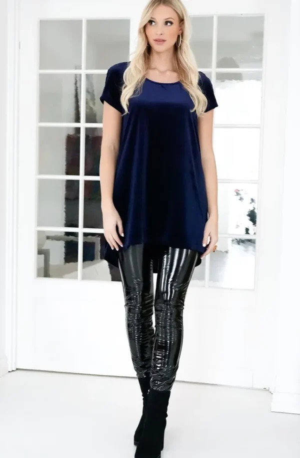 PLAIN VANILLA - short velvet dress blue Fashion