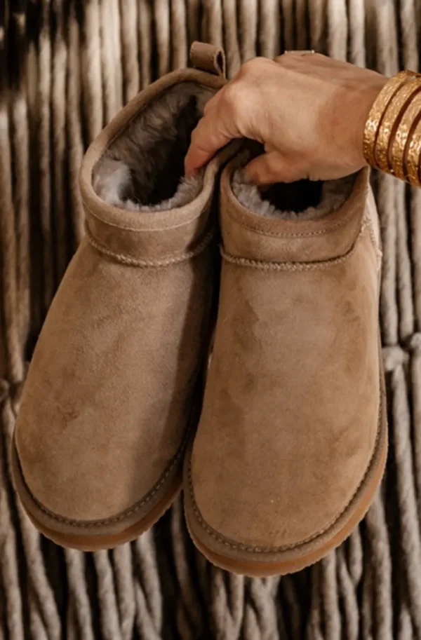 SHEPHERD OF SWEDEN - Dam Kim Låga Fårskinnsboots Stone Outlet