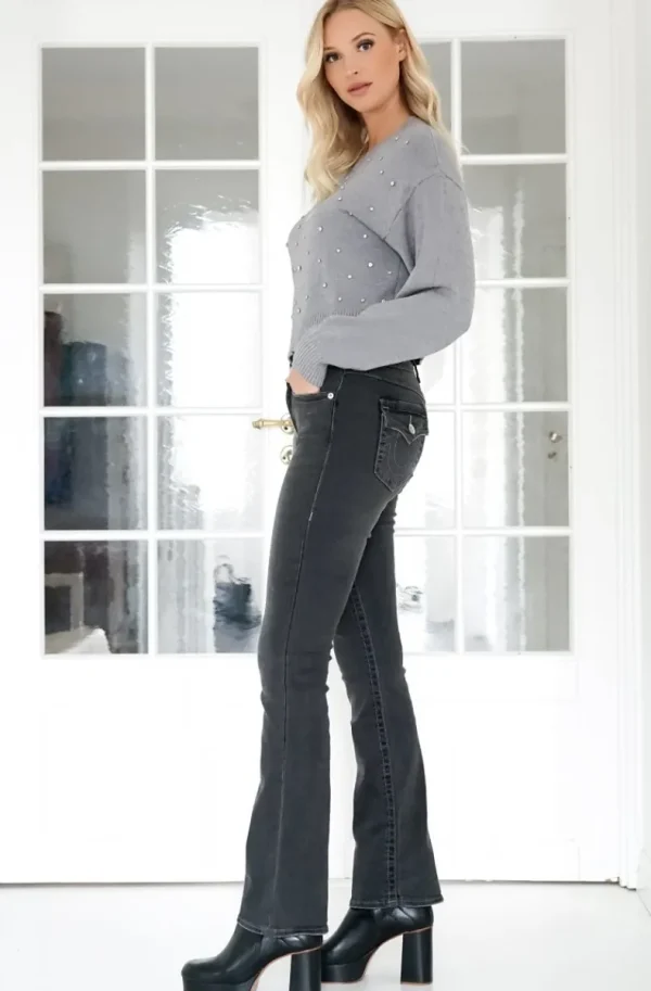 TRUE RELIGION - Becca Mid Rise Bootcut Flap - Charcoal Best