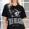 TRUE RELIGION - Crackle Vintage Tee - Jet Black Clearance