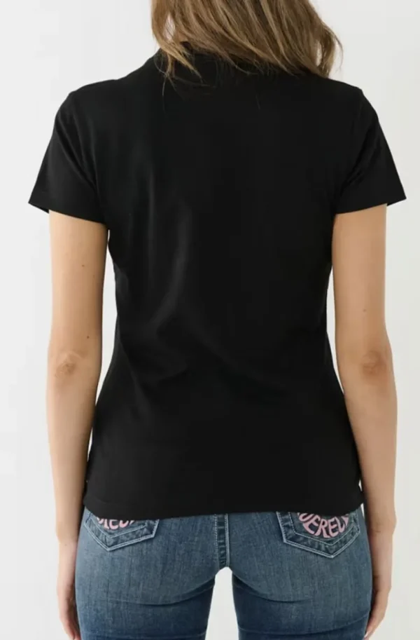 TRUE RELIGION - Crystal Wing Crew Tee - Black Fashion