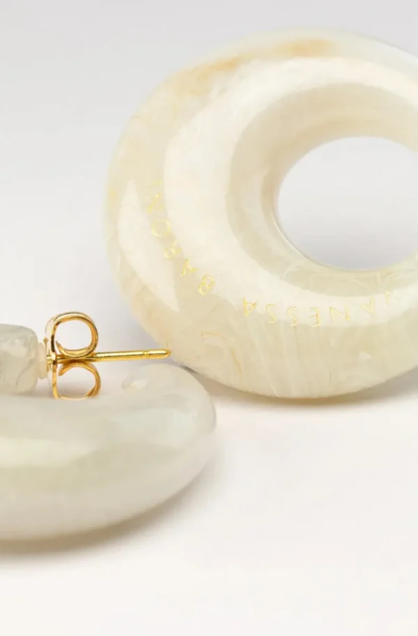 VANESSA BARONI - Moon Earring White Marble Clearance
