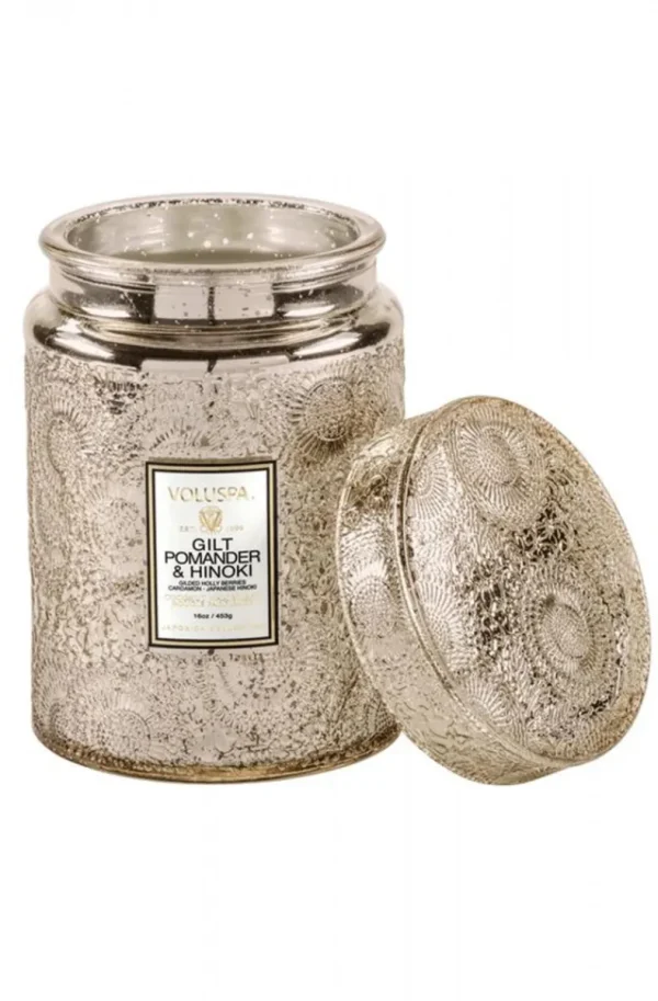 VOLUSPA - Gilt Pomander & Hinoki - Large Glass Jar Online